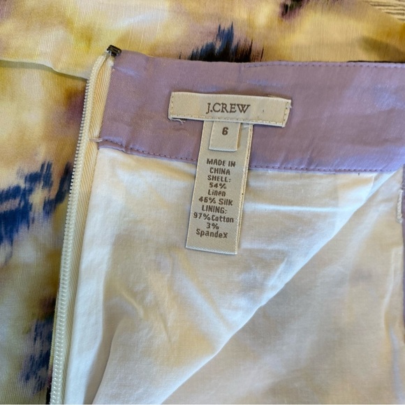J. Crew Skirt Women’s Size 6 Yellow Fleurette Floral Silk Linen Blend Straight. - Picture 5 of 8
